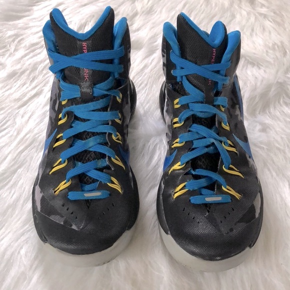 Nike Hyperdunk Black Camo and Blue Basketball Sneakers - Picture 1 of 9